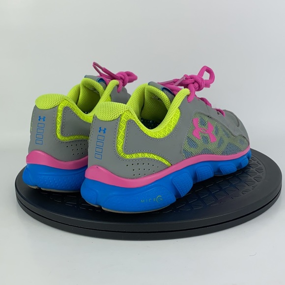 Under Armour Gray/Blue/Pink Athletic Running Shoes 1242015-035 Youth Size 6Y - Picture 5 of 12